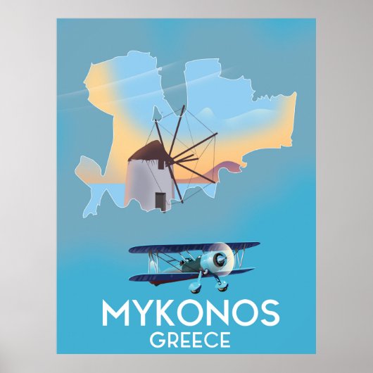 Mykonos Greece Map Reiseplakat Poster (Vorne)