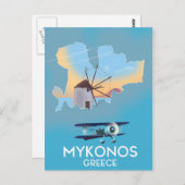 Mykonos Greece Map Reiseplakat Postkarte (Vorne/Hinten)