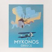 Mykonos Greece Map Reiseplakat Puzzle (Vertikal)