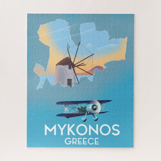Mykonos Greece Map Reiseplakat Puzzle (Vertikal)