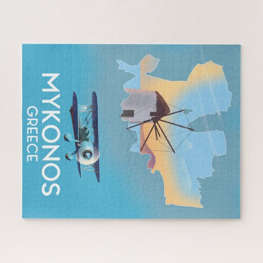 Mykonos Greece Map Reiseplakat Puzzle (Horizontal)