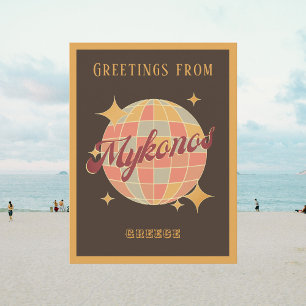 Mykonos Greece Retro Vintages Party Postkarte