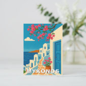 Mykonos Greece Summer Vintage Travel Postkarte (Stehend Vorderseite)