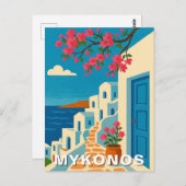 Mykonos Greece Summer Vintage Travel Postkarte (Vorne/Hinten)
