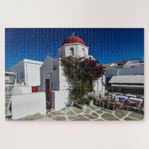 Mykonos Greece Travel - Church Café Europe Tourism Puzzle