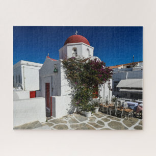 Mykonos Greece Travel - Church Café Europe Tourism Puzzle