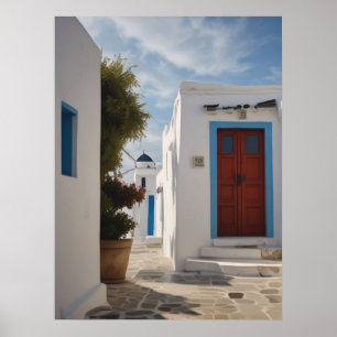 Mykonos Greece Travel Postcard Poster