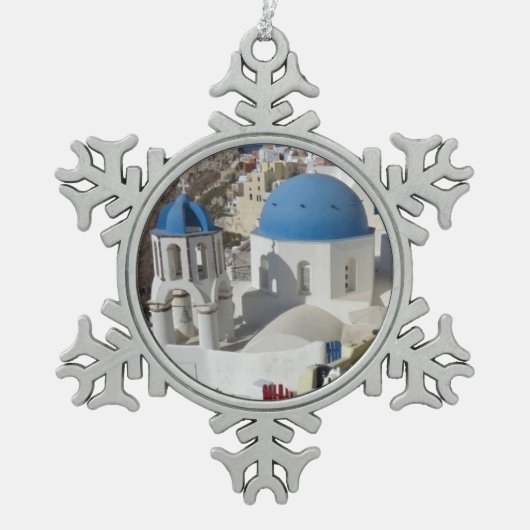 Mykonos Greece Travel Schneeflocken Zinn-Ornament (Vorderseite)