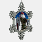 Mykonos Greece Travel Schneeflocken Zinn-Ornament (Links)