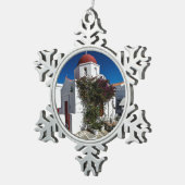 Mykonos Greece Travel Schneeflocken Zinn-Ornament (Rechts)