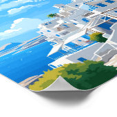 Mykonos Greece Vintage Reise Illustration Poster (Ecke)