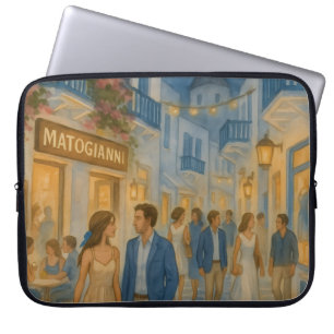 Mykonos Greece Wassercolor Laptop Sleeve