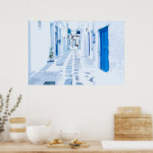 Mykonos Greece Watercolor Digital Painting Poster (Küche)
