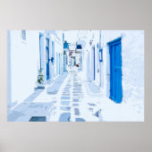 Mykonos Greece Watercolor Digital Painting Poster (Vorne)