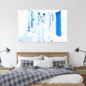 Mykonos Greece Watercolor Digitale Malerei Leinwanddruck (Insitu (Schlafzimmer))