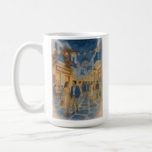 Mykonos Greece Watercolor Kaffeetasse (Links)
