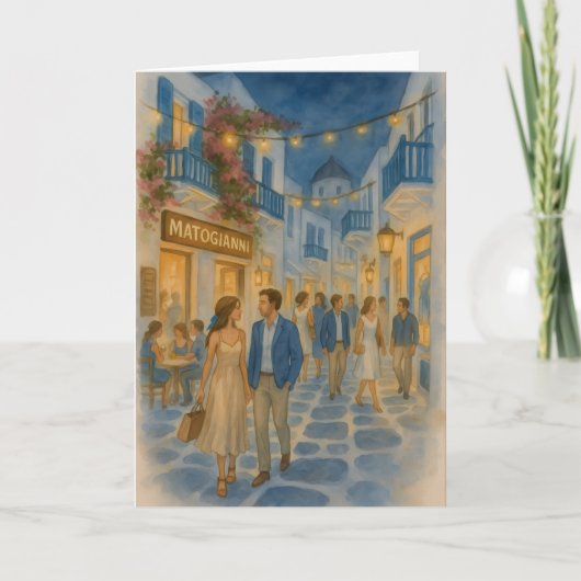 Mykonos Greece Watercolor Karte (Vorderseite)