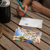 Mykonos Greece Watercolor Postcard Einladung