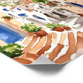 Mykonos Greece Watercolor Poster (Ecke)