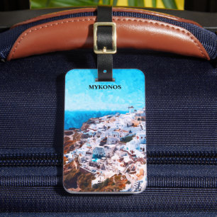 Mykonos Griechenland Aquarellmalerei Gepäckanhänger