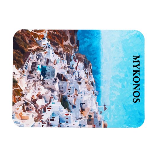 Mykonos Griechenland Aquarellmalerei Magnet (Horizontal)