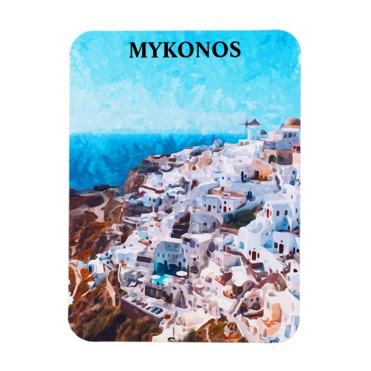 Mykonos Griechenland Aquarellmalerei Magnet (Vertikal)
