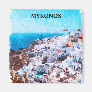 Mykonos Griechenland Aquarellmalerei Magnet