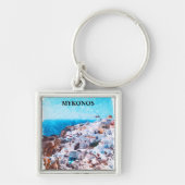 Mykonos Griechenland Aquarellmalerei Schlüsselanhänger (Vorne)
