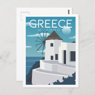 Mykonos Griechenland Berühmter Reiseort Illustrati Postkarte