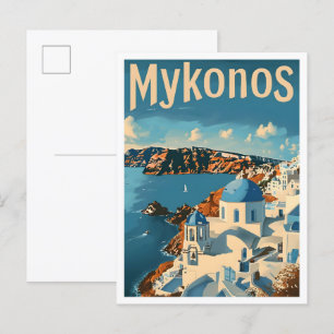 Mykonos Griechenland Classic Art Retro Vintage Rei Postkarte