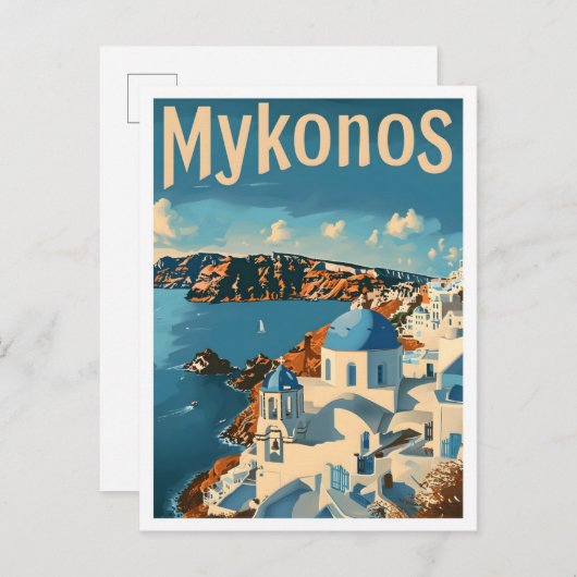 Mykonos Griechenland Classic Art Retro Vintage Rei Postkarte (Vorne/Hinten)