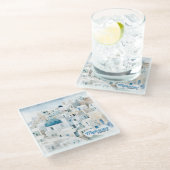 Mykonos Griechenland Glasuntersetzer (Schrägansicht)