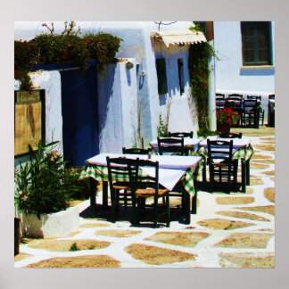 Mykonos, Griechenland, griechische Inseln, Café Poster