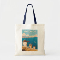Mykonos Griechenland Illustration Reise Kunst Vint