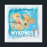 Mykonos Griechenland Illustriert Karte mit Sehensw Magnet<br><div class="desc">Mykonos Griechenland Illustrierte Karte mit Hauptstraßen und Sehenswürdigkeiten</div>