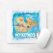 Mykonos Griechenland Illustriert Karte mit Sehensw Mousepad (Mit Mouse)