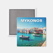 Mykonos-Griechenland-Inseln Magnet (Vorderseite/Rückseite)