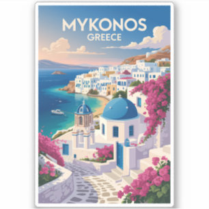 Mykonos Griechenland Küste Reise Kunst Vintage Aufkleber