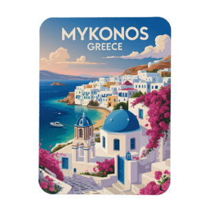 Mykonos Griechenland Küste Reise Kunst Vintage Magnet