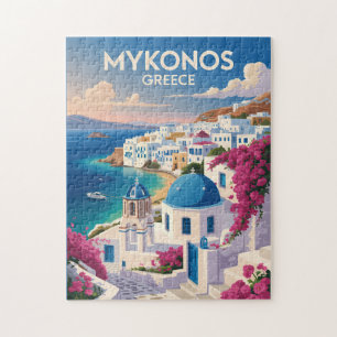 Mykonos Griechenland Küste Reise Kunst Vintage Puzzle