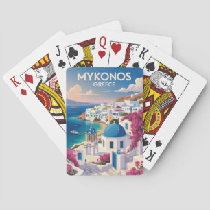 Mykonos Griechenland Küste Reise Kunst Vintage Spielkarten