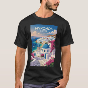 Mykonos Griechenland Küste Reise Kunst Vintage T-Shirt