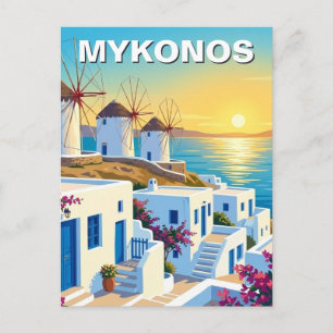 Mykonos Griechenland Kykladen Reise Straße Postkarte