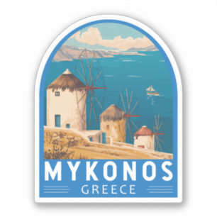 Mykonos Griechenland Reisen Kunstemblem Aufkleber