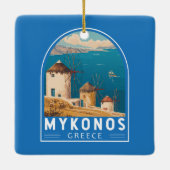 Mykonos Griechenland Reisen Kunstemblem Keramikornament (Rückseite)