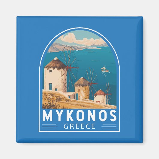 Mykonos Griechenland Reisen Kunstemblem Magnet (Vorne)