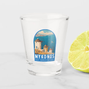 Mykonos Griechenland Reisen Kunstemblem Schnapsglas