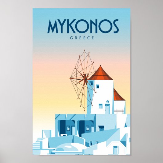Mykonos Griechenland Reiseplakat Poster (Vorne)