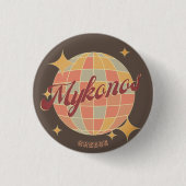 Mykonos Griechenland Retro-Geschenkidee Souvenir Button (Vorderseite)