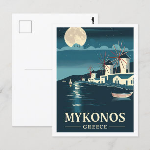 Mykonos Griechenland Vintage Berühmter Reiseort Postkarte